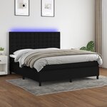 vidaXL Sommier à lattes de lit et matelas et LED Noir 160x200 cm Tissu
