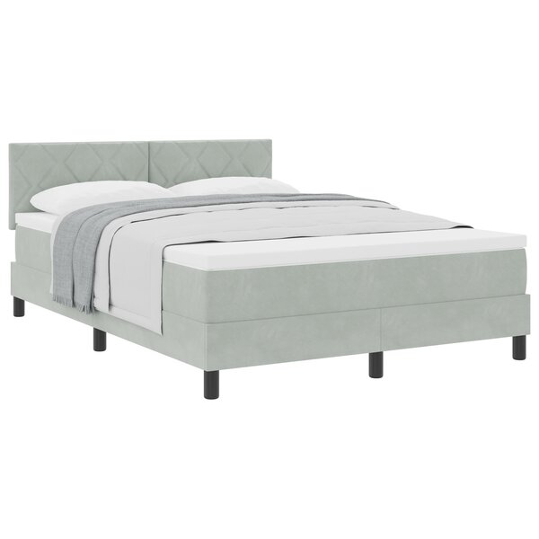 Lit à ressort vidaXL avec matelas Gris clair 160x200 cm Velours