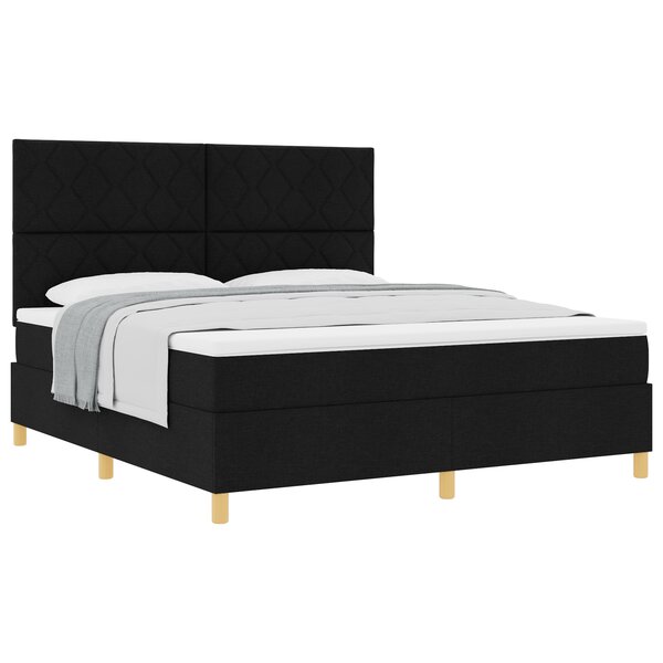 vidaXL Lit à ressorts avec matelas noir super king tissu