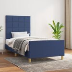 vidaXL Cadre de lit sans matelas bleu 90x200 cm tissu