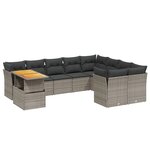 vidaXL Salon de jardin avec coussins 10 Pièces gris résine tressée