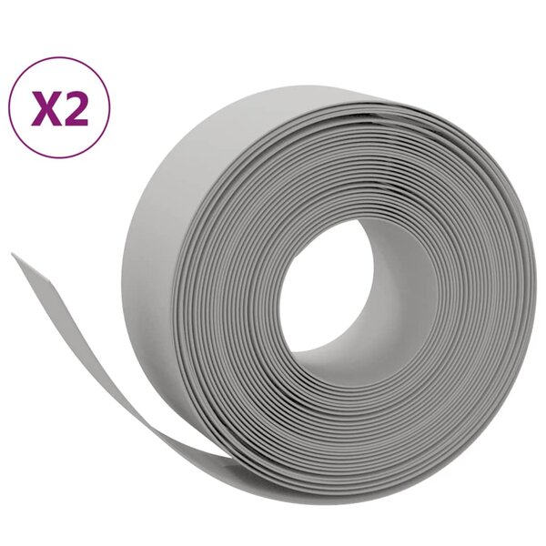 vidaXL Bordures de jardin 2 Pièces gris 10 m 20 cm polyéthylène