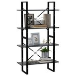 vidaXL Bibliothèque à 4 niveaux gris 80x30x140 cm bois d'ingénierie