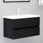 vidaXL Armoire d'évier avec lavabo intégré noir bois d'ingénierie