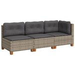 vidaXL Canapé de jardin avec coussins 3 places gris résine tressée