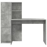 vidaXL Bureau avec rangement en gris béton en bois d'ingénierie