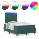 Lit à ressorts vidaXL avec matelas et LED Vert Foncé 120x200 cm Velours