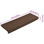 vidaXL Tapis d'escalier 15 Pièces 65x21x4 cm Marron