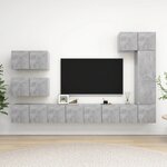 vidaXL Ensemble de meubles TV 8 Pièces Gris béton Bois d'ingénierie
