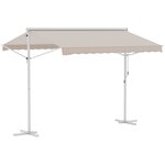 Store double pente manuel rétractable inclinaison réglable acier époxy blanc polyester imperméabilisé anti-UV beige dim. 3L x 2 95l x 2 6H m