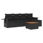 vidaXL Salon de jardin 6 Pièces avec coussins noir résine tressée
