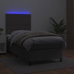 vidaXL Sommier à lattes de lit avec matelas et LED Gris 90x190 cm