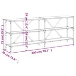 vidaXL Table console noir 200x30x75 cm bois d'ingénierie et fer