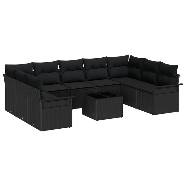 Ensemble de 10 pièces de canapés de jardin avec coussins beige en rotin synthétique