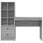 vidaXL Bureau avec rangement gris sonoma en bois d'ingénierie