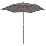 vidaXL Parasol d'extérieur avec mât en bois 270 cm Anthracite