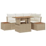 vidaXL Ensemble de salle à manger de jardin de 5 pièces avec coussins Beige en poly rattan et acacia