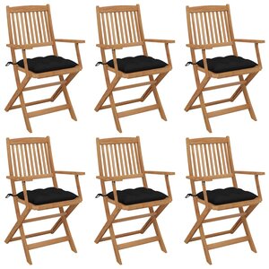 vidaXL Chaises pliables de jardin 6 Pièces avec coussins Bois d'acacia