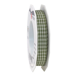 Ruban textile carreau de vichy 20-m-rouleau 15 mm  olive/créme