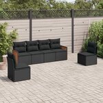 vidaXL Salon de jardin 6 Pièces avec coussins noir résine tressée
