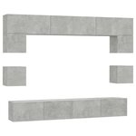 vidaXL Ensemble de meubles TV 8 Pièces Gris béton Bois d'ingénierie