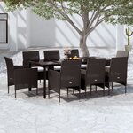 vidaXL Ensemble à manger de jardin avec coussins 9 Pièces noir