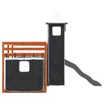 vidaXL Lit superposé avec toboggan et rideaux blanc et noir 90x200 cm