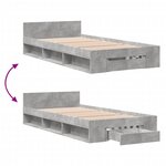 vidaXL Cadre de lit avec tiroir sans matelas gris béton 100x200 cm