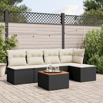 vidaXL Salon de jardin 6 Pièces avec coussins noir résine tressée