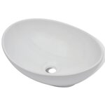vidaXL Lavabo de salle de bain avec mitigeur Céramique Ovale Blanc