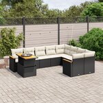 vidaXL Salon de jardin 10 Pièces avec coussins noir résine tressée