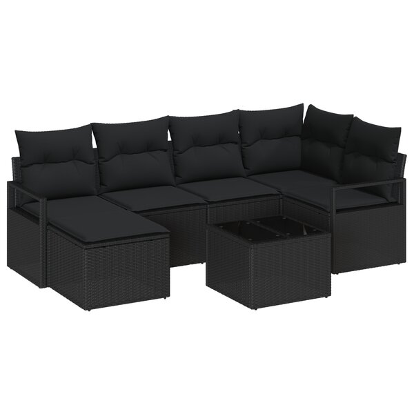 Ensemble de Canapé de Jardin 7 Pièces avec Coussins Beige
