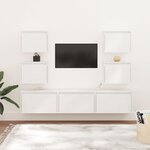 vidaXL Meubles TV 7 Pièces Blanc Bois massif de pin