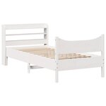 vidaXL Cadre de lit avec tête de lit blanc 75x190cm bois de pin massif