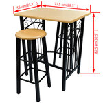 Vidaxl table et tabouret de bar 3 pièces bois et acier