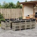 vidaXL Ensemble à manger de jardin et coussins 13 Pièces gris clair rotin