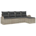 Ensemble de canapé de jardin vidaXL 5 pièces avec coussins gris clair en poly rotin