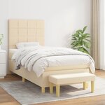 vidaXL Sommier à lattes de lit et matelas Crème 90x190 cm Tissu