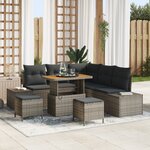 Ensemble de canapé jardin de 8 pièces vidaXL avec coussins gris poly rattan