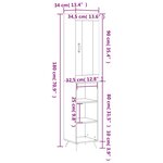 vidaXL Buffet haut Noir 34 5x34x180 cm Bois d'ingénierie