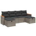 vidaXL Salon de jardin 6 Pièces avec coussins gris résine tressée