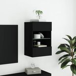 vidaXL Meuble TV mural avec lumières LED noir 40x30x60 5 cm