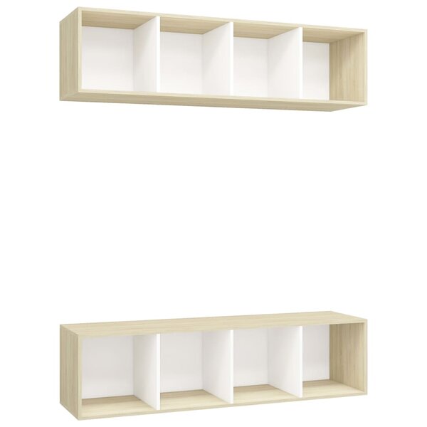 vidaXL Meubles TV muraux 2 Pièces Blanc et chêne sonoma Bois d'ingénierie