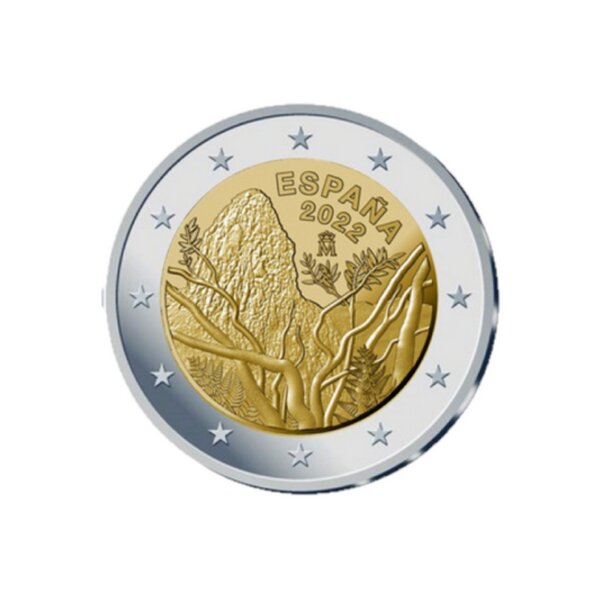 Monnaie 2 euros commémorative espagne 2022 -  parc national garajonay