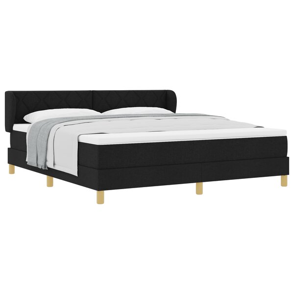 Lit à ressort vidaXL avec matelas Noir 180x200 cm Tissu