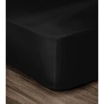 Drap Housse 100  Coton 140 x 190 cm - Bonnet 35 cm - Noir