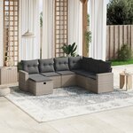 vidaXL Salon de jardin avec coussins 7 Pièces gris résine tressée