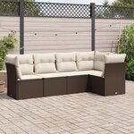 vidaXL Salon de jardin avec coussins 5 Pièces marron résine tressée