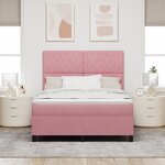 Lit Box Spring vidaXL avec Matelas Rose 140x190 cm Velours