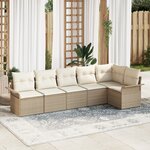 vidaXL Ensemble de Canapé de Jardin 6 pièces avec Coussins Beige Rotin Poly